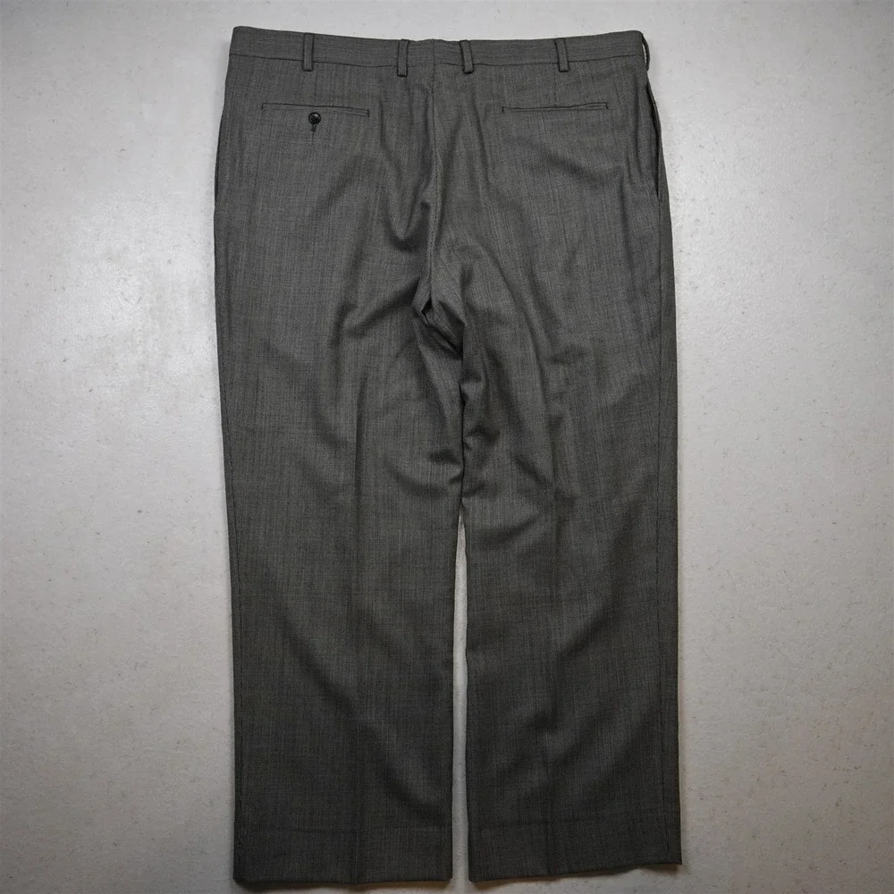Jos A Bank 40x29 Gray Nailshead 100% Wool Pleated Executive Dress Mens Pants_9